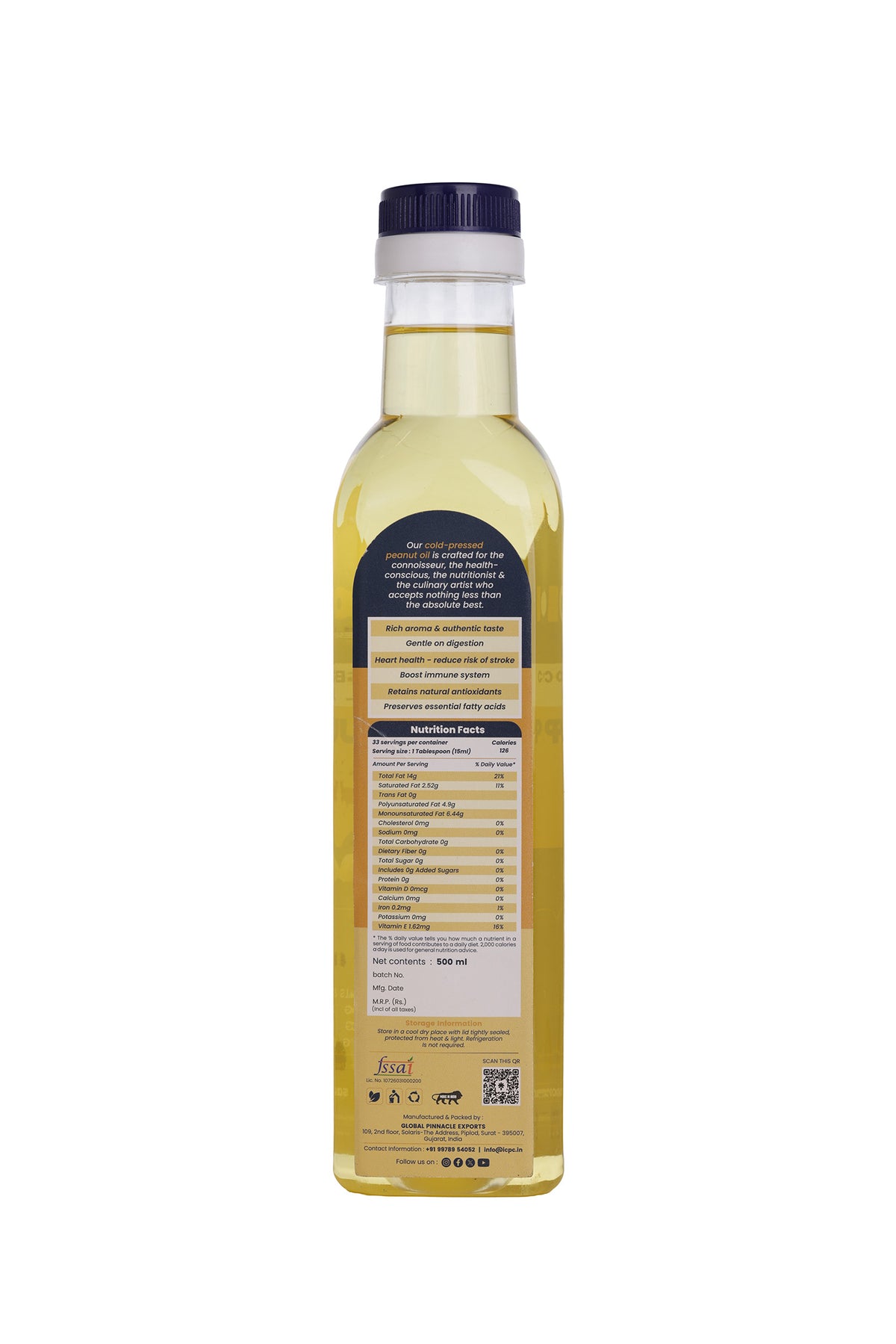 Cold-Pressed Groundnut (Peanut) Oil